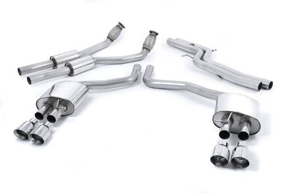 Milltek - Milltek Non-Resonated Catback, Polished 100MM Quad Tips for Audi S6/S7 4.0T SSXAU331