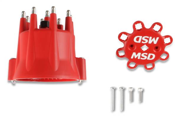 MSD - BCCX 8433 MSD Distributor Cap - V8 - HEI Terminals - Red - Spark Plug Wire Retainer