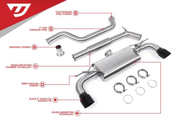 Unitronic - Unitronic Cat-Back for MK7 & MK7.5 GTI- Black Tips