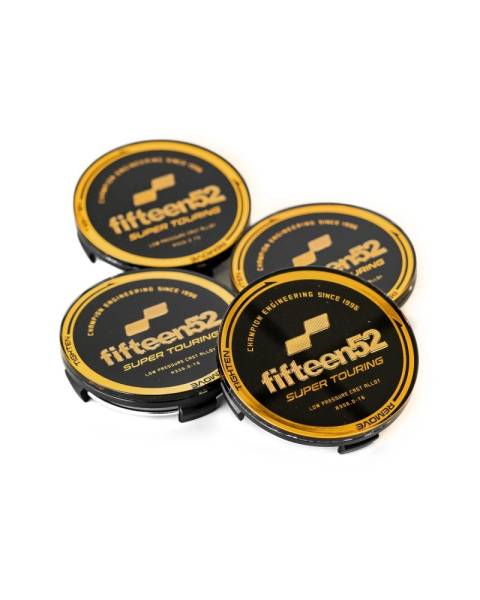 fifteen52 - fifteen52 52-ST-CAP-BLKGOLD-SET Fifteen52 Super Touring (Chicane/Podium) Center Cap Set of Four - Black/Gold