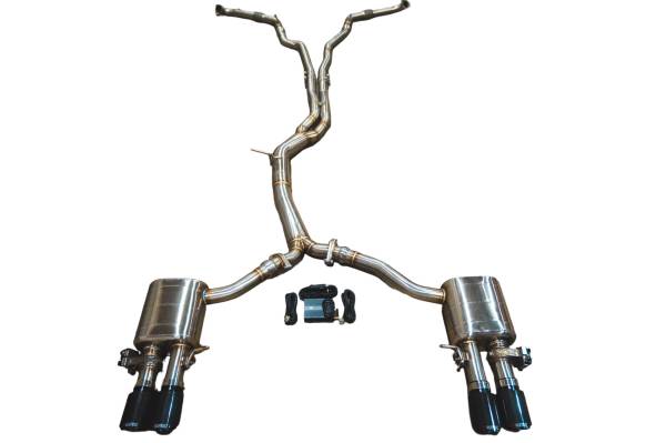 Valvetronic Designs - Valvetronic Designs Audi B9 S4,S5 3.0L Catback T304 Stainless Steel Forged Carbon 3.5" Outlet Tips AUD.B9.S4.VSES.BR.FC