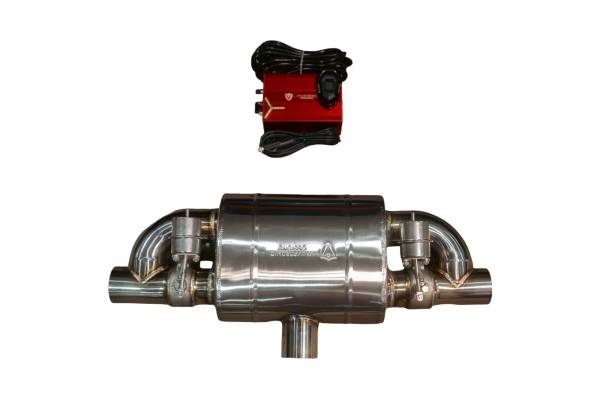 Valvetronic Designs - Valvetronic Designs T Style Universal Muffler Kit, Single Inlet Dual Outlet 76MM 3.0" UVM.76MM.TSTYLE.X1