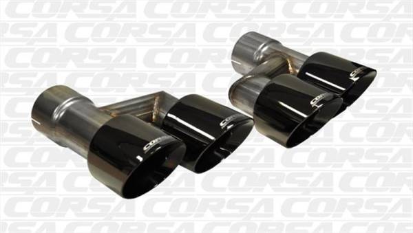 CORSA Performance - CORSA Performance 14333BLK Corsa 2015-2017 Ford Mustang GT 5.0 Black Quad Tips Kit