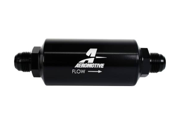 Aeromotive - Aeromotive 12388 Aeromotive In-Line Filter - (AN -10 Male) 40 Micron Stainless Mesh Element Bright Dip Black Finish