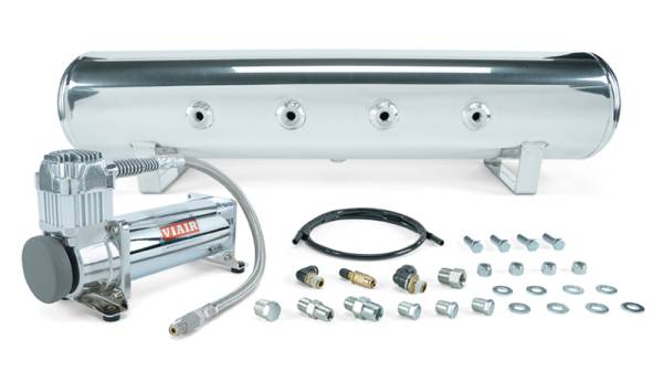 Air Lift - Air Lift 27803 Air Lift 4 Gal. 7-Port Tank w/ Viair 444c Chrome Compressor (Incl. Fittings & Mounting Hardware)