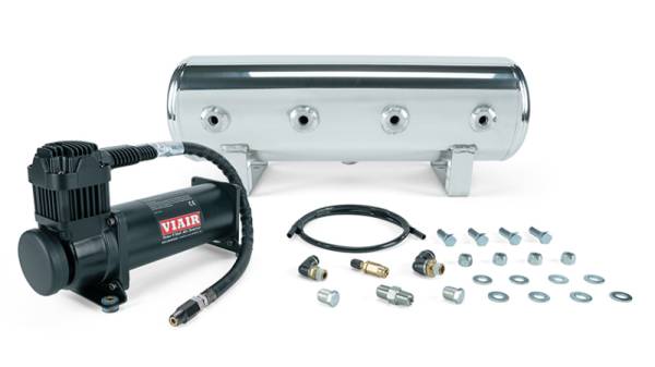 Air Lift - Air Lift 27805 Air Lift 2.5 Gal. Polished Tank w/ Viair 444b Blk Compressor (Incl. Fittings & Mounting Hardware)