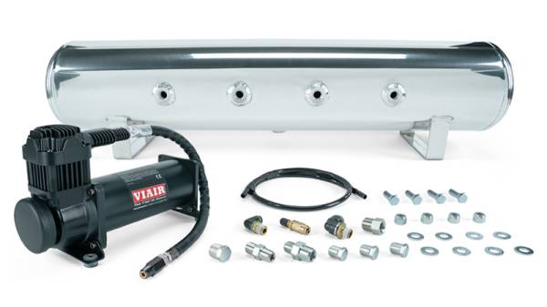 Air Lift - Air Lift 27807 Air Lift 4 Gal. 7-Port Tank w/ Viair 444b Blk Compressor (Incl. Fittings & Mounting Hardware)