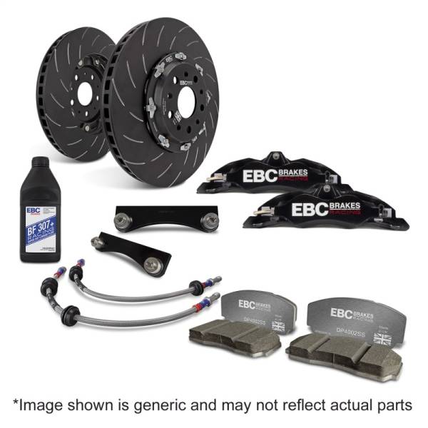 EBC - EBC Brakes BBK023BLK-1 EBC Racing 04-09 Volkswagen GTI (Mk5) Black Apollo-4 Calipers 330mm Rotors Front Big Brake Kit