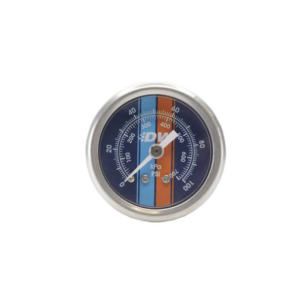 DeatschWerks - DeatschWerks 6-01-G2 DeatschWerks 0-100 PSI 1/8in NPT Mechanical Fuel Pressure Gauge Brushed Housing Blue Face