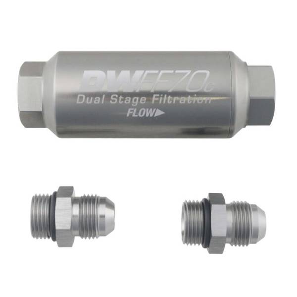 DeatschWerks - DeatschWerks 8-03-70C-010K-8 DeatschWerks 8AN 10 Micron 70mm Compact In-Line Fuel Filter Kit