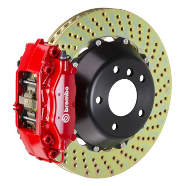 Brembo - Brembo 2C1.8016A2 Brembo 04-08 S4 (B6/B7)/06-08 A4 Rear GT BBK 4 Piston Cast 2pc 345x28 2pc Rotor Drilled-Red