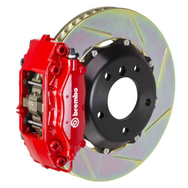Brembo - Brembo 2C2.6014A2 Brembo 10-14 E350 Sedan/12-14 CLS350 Rear GT BBK 4 Pist Cast 2pc 328x28 2pc Rotor Slotted Type1-Red
