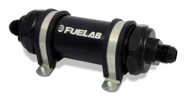 Fuelab - Fuelab 82804-1 Fuelab 828 In-Line Fuel Filter Long -12AN In/Out 10 Micron Fabric - Black