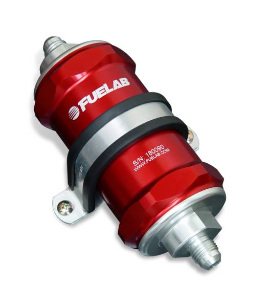 Fuelab - Fuelab 84822-2 Fuelab 848 In-Line Fuel Filter Standard -8AN In/Out 100 Micron Stainless w/Check Valve - Red