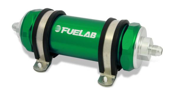 Fuelab - Fuelab 85831-6 Fuelab 858 In-Line Fuel Filter Long -8AN In/Out 6 Micron Fiberglass w/Check Valve - Green