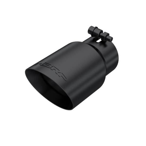 MBRP - MBRP Exhaust pT5122BLK MBRP Tip 3in Round x 4in Inlet OD Dual Walled Angled Black Tip - Fits all 3in Exhausts
