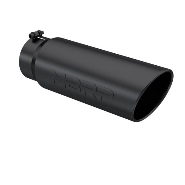 MBRP - MBRP Exhaust pT5125BLK MBRP Universal Tip 6in OD Angled Rolled End 5in Inlet 18in Length Black Finish Exhaust