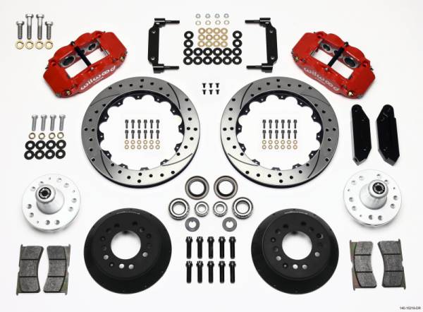 Wilwood - Wilwood 140-10219-DR Wilwood Narrow Superlite 6R Front Hub Kit 12.88in Drilled Red 1968-1969 Mustang Disc Spindle