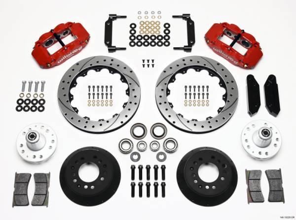 Wilwood - Wilwood 140-10220-DR Wilwood Narrow Superlite 6R Front Hub Kit 12.88in Drilled Red 1970-1973 Mustang Disc Spindle