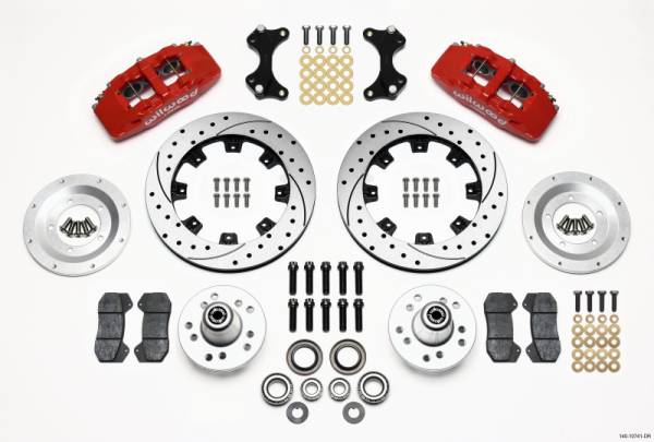 Wilwood - Wilwood 140-10741-DR Wilwood Dynapro 6 Front Hub Kit 12.19in Drilled Red WWE ProSpindle