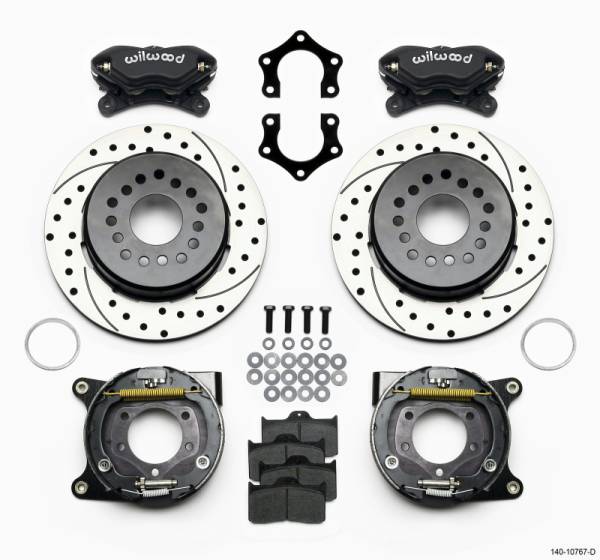 Wilwood - Wilwood 140-10767-D Wilwood Forged Dynalite P/S Park Brake Kit Drilled Mopar/Dana 2.50in Off w/Snap Ring Bearing