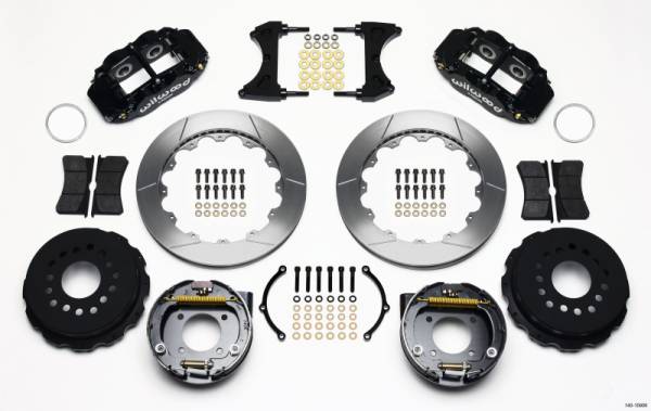 Wilwood - Wilwood 140-10908 Wilwood Narrow Superlite 4R Rear P-Brk Kit 12.88in Chevy 12 Bolt w/ C-Clips Staggered mt