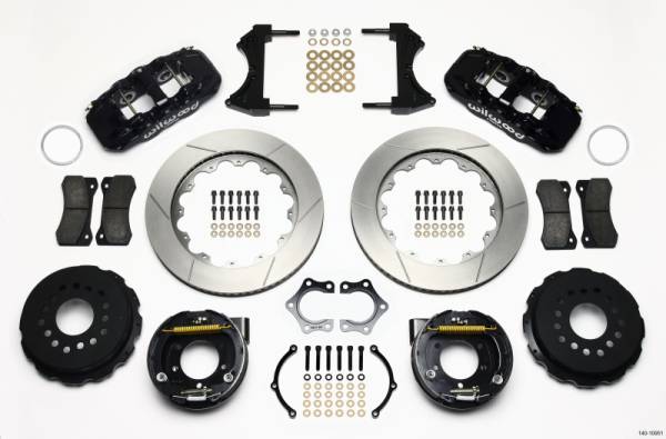 Wilwood - Wilwood 140-10951 Wilwood AERO4 Rear P-Brake Kit 14.00in Mopar/Dana 2.36in Off w/Snap Ring Bearing