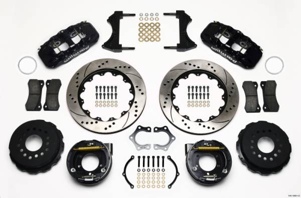 Wilwood - Wilwood 140-10951-D Wilwood AERO4 Rear P-Brake Kit 14.00in Drilled Mopar/Dana 2.36in Off w/Snap Ring Bearing