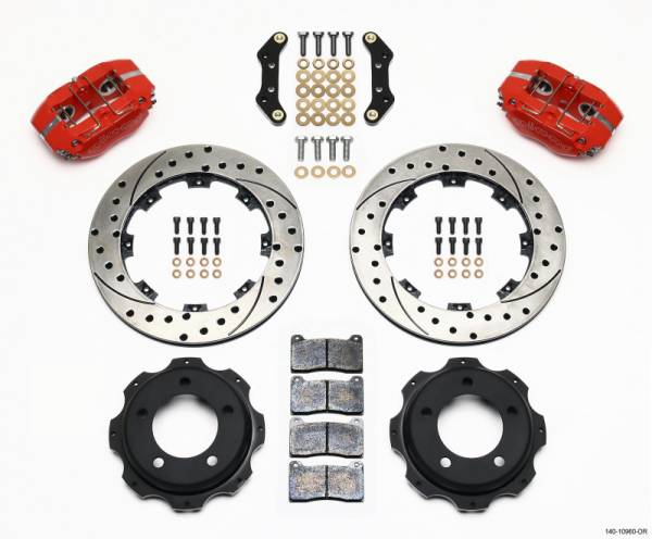 Wilwood - Wilwood 140-10960-DR Wilwood Dynapro Rear Kit 12.19in Drill-Red Backdraft Cobra (BMW E36 Based)