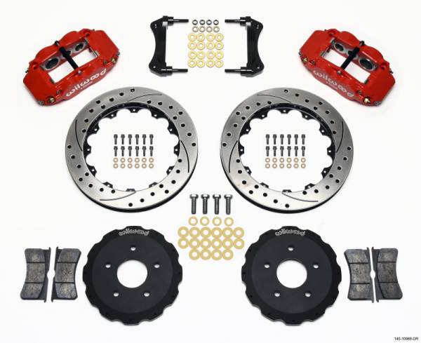 Wilwood - Wilwood 140-10968-DR Wilwood Narrow Superlite 6R Front Hat Kit 13.06in Drill Red Backdraft Cobra (BMW E36 Based)