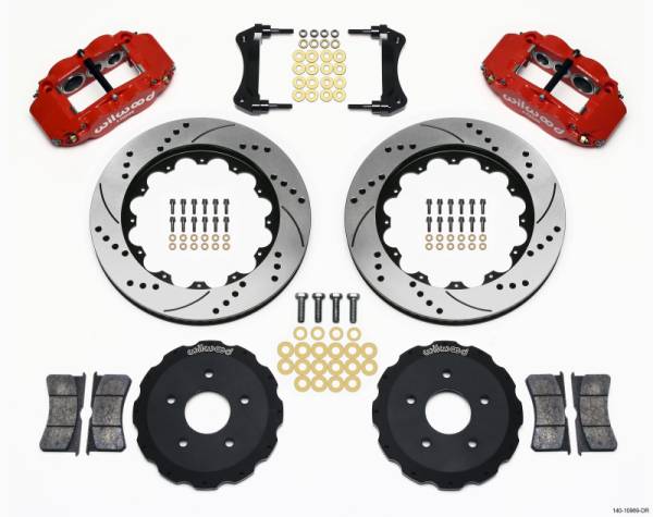 Wilwood - Wilwood 140-10969-DR Wilwood Narrow Superlite 6R Front Hat Kit 14.00in Drill Red Backdraft Cobra (BMW E36 Based)