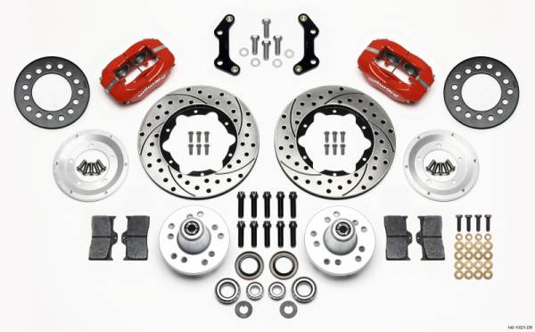 Wilwood - Wilwood 140-11021-DR Wilwood Forged Dynalite Front Kit 11.00in Drilled Red 70-72 CDP B & E Body-Disc