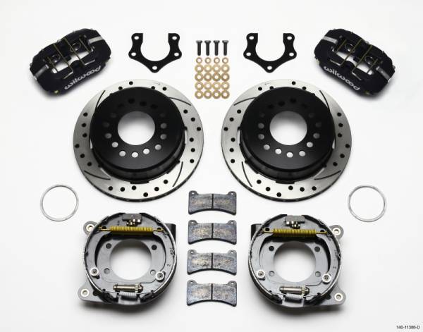 Wilwood - Wilwood 140-11386-D Wilwood Dynapro Low-Profile 11.00in P-Brake Kit Drilled Mopar/Dana 2.50in Off w/Snap Ring Bearing