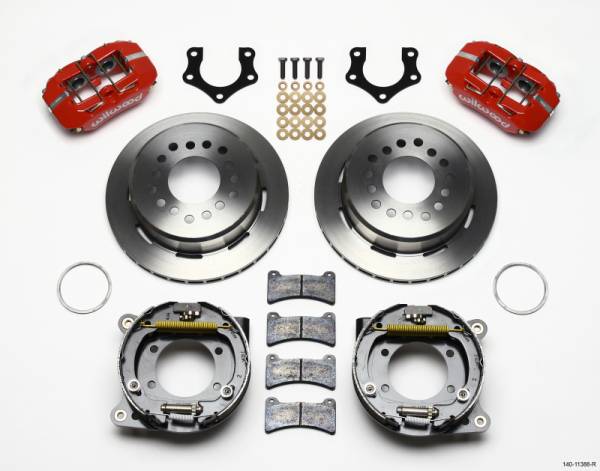Wilwood - Wilwood 140-11386-R Wilwood Dynapro Low-Profile 11.00in P-Brake Kit - Red Mopar/Dana 2.50in Off w/Snap Ring Bearing
