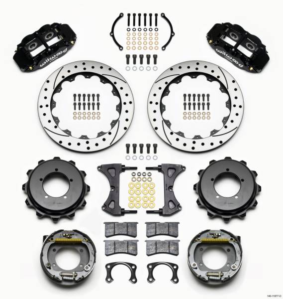 Wilwood - Wilwood 140-11877-D Wilwood Narrow Superlite 4R Rear Kit 12.88in Drilled Speedway Eng Floater w/ New Style End