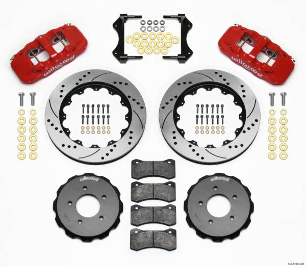 Wilwood - Wilwood 140-11974-DR Wilwood AERO6 Front Hat Kit 14.00 Drilled Red 99-06 BMW E46
