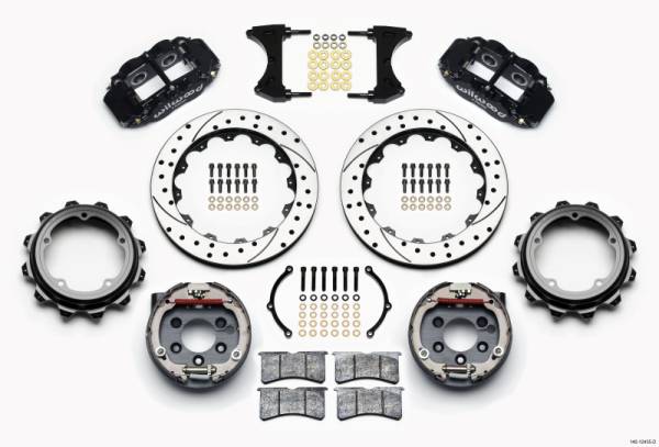 Wilwood - Wilwood 140-12435-D Wilwood Narrow Superlite 4R Rear P-Brk Kit 12.88in Drilled Strange Eng Floater 3.49in Offset