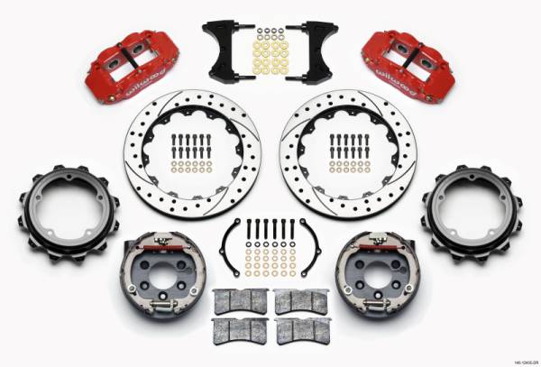 Wilwood - Wilwood 140-12435-DR Wilwood Narrow Superlite 4R Rear P-Brk Kit 12.88in Drill Red Strange Eng Floater 3.49in Offset
