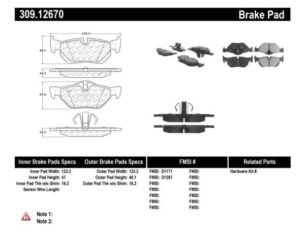 Stoptech - Stoptech 309.12670 StopTech Performance Brake Pads