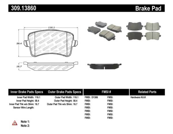 Stoptech - Stoptech 309.13860 StopTech Performance Brake Pads