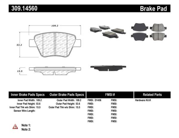 Stoptech - Stoptech 309.14560 StopTech Performance Volkswagen Rear Brake Pads