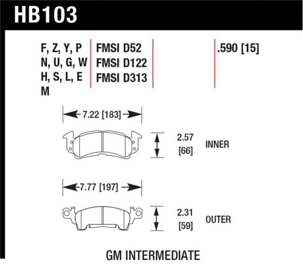 Hawk Performance - Hawk Performance kHB103N.590 Hawk HP+ Street Brake Pads