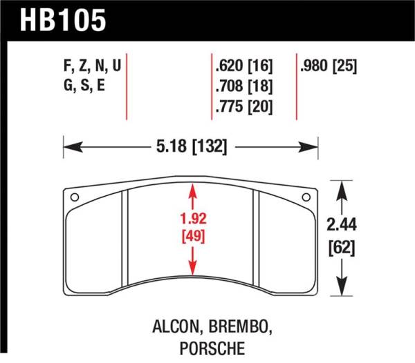 Hawk Performance - Hawk Performance kHB105F.620 Hawk Alcon B Caliber HPS Street Brake Pads