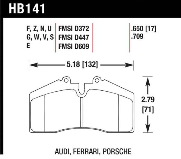 Hawk Performance - Hawk Performance kHB141F.650 Hawk Audi/Porsche Rear AND ST-40 HPS Street Brake Pads