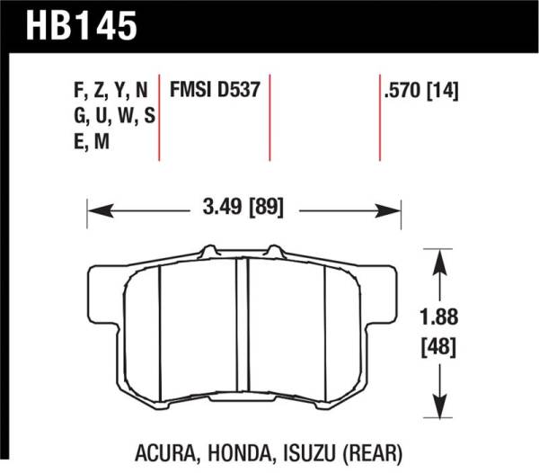 Hawk Performance - Hawk Performance kHB145E.570 Hawk 06+ Civic Si / 97-01 Integra Type-R / 03-06 RSX / 04-08 TSX / 03-07 Honda Accord / 97-01 Prelud
