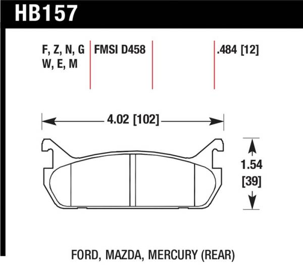 Hawk Performance - Hawk Performance kHB157E.484 Hawk 89-93 Miata Blue 9012 Race Rear Brake Pads D458