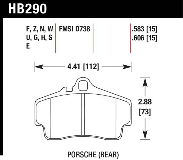 Hawk Performance - Hawk Performance kHB290E.606 Hawk 98 Porsche 911 Targa / 99-08 911 Carrera 4 / 00-06 Boxster S Blue 9012 Rear Brake Pads