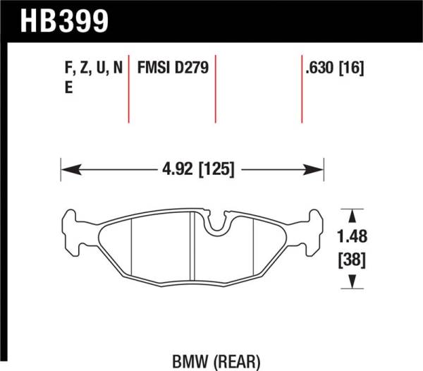 Hawk Performance - Hawk Performance kHB399S.630 Hawk 84-4/91 BMW 325 (E30) HT-10 Rear Race Pads (NOT FOR STREET USE)