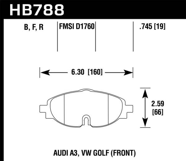 Hawk Performance - Hawk Performance kHB788N.745 Hawk 15-17 VW Golf / Audi A3/A3 Quattro HP+ Street Front Brake Pads