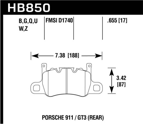 Hawk Performance - Hawk Performance kHB850N.655 Hawk 14-17 Porsche 911 GT3 HP+ Street/Motorsports Crossover Rear Brake Pads